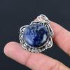 Third Eye Chakra Natural Sodalite Bezel Wife Birthday Pendant Sterling Silver