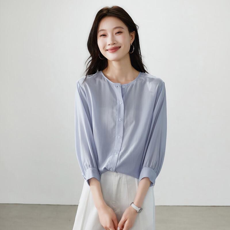 SOFSIL 2026 Spring Commuter Lightweight Round Neck Long Sleeve Shirt