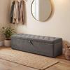 Storage Pouffe, Storage Bench 141L 137x41x42 cm Upholstered in Velvet Storage Chest Load 240 kg Grey