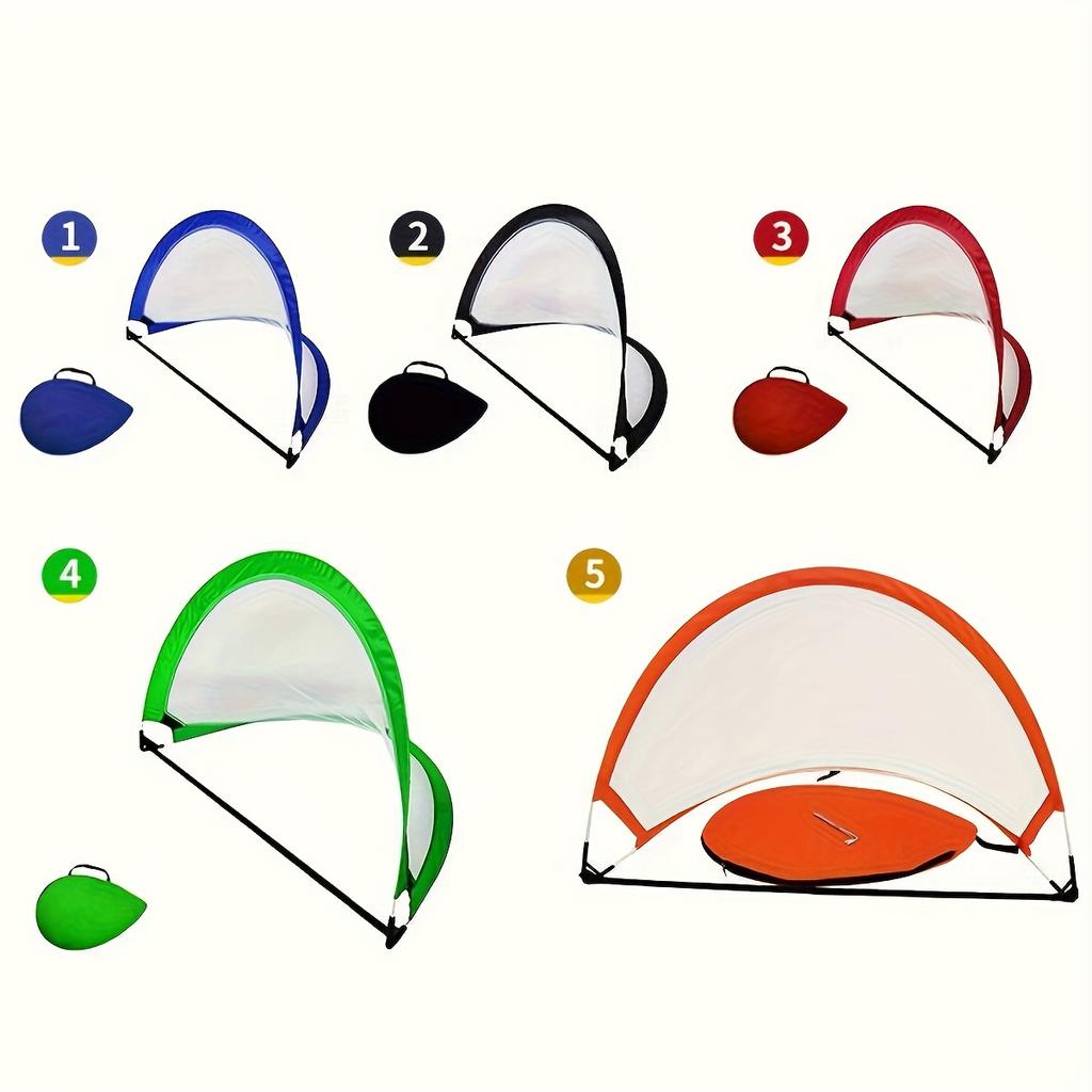 Collapsible 5 Player Football Goal With 3 Ground Stakes Carry Bag Oxford Fabric Pop Up Net Assorted Colors Soccer Practice Gifts