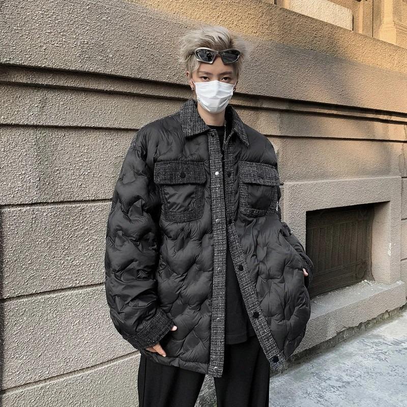 Men s Winter Retro Cotton Workwear Jacket – Warm, Thick, and Loose Lapel Coat 2X Large чёрный