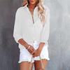 Ladies Spring Summer Long Sleeve Solid Color Soft Pocket All Match Blouse Shirt Top