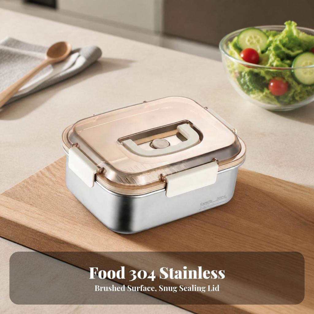 Reusable Metal Lunch Box | Bento with Locking Clips, Portable, for