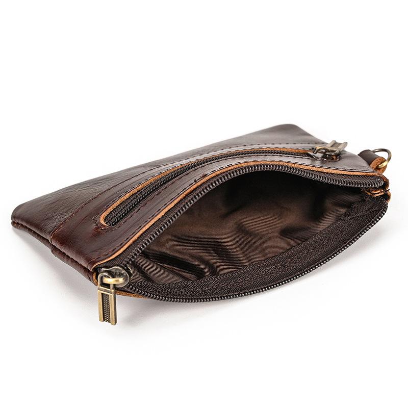 High-End Leather Change Bag, Small Card Bag, Genuine Leather Men'S And Women'S Casual Small Wallet, First Layer Cowhide Broken Silver Bag.