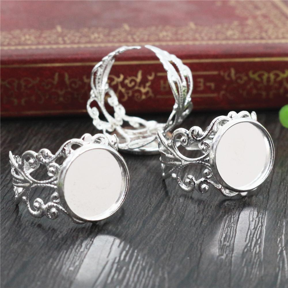 12mm-20mm Classic 6 Colors Plated Copper Material Adjustable Ring Settings Base,Fit 12-20mm Glass Cabochons Ring Bezels