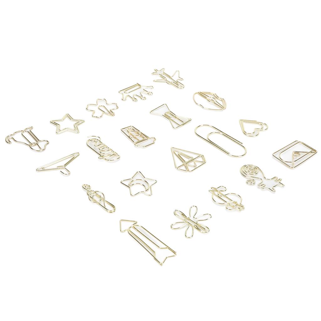 100 ks Tvarovaných kancelářských sponek proti sklouznutí Roztomilé dekorativní kovové záložky Kancelářské sponky na dokumenty