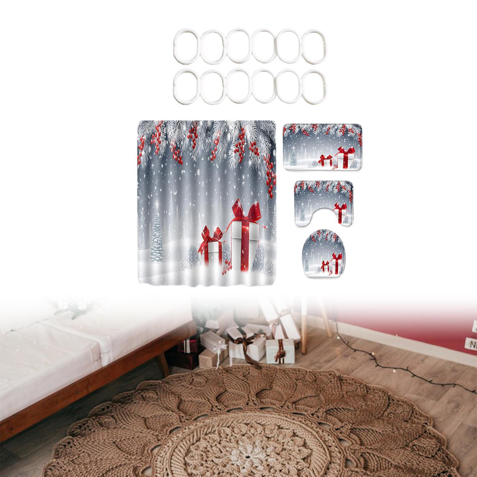 

4 шт./комплект Різдвяні прикраси для душу Килимок для ванної кімнати Різдвяний декор Барвисті товари Легкі Style C