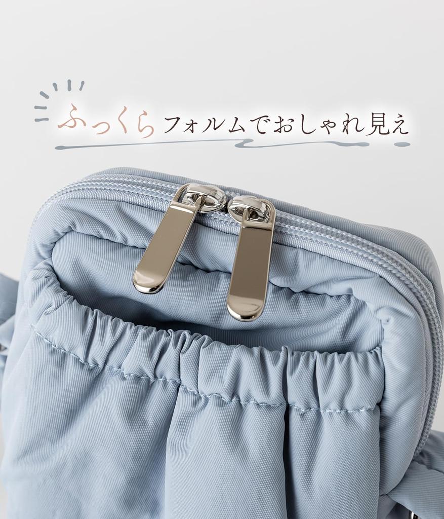 Puff design mini shoulder soft and silver pouch included [Sleeping Sheep] bag, lightweight, hardware, (brown)