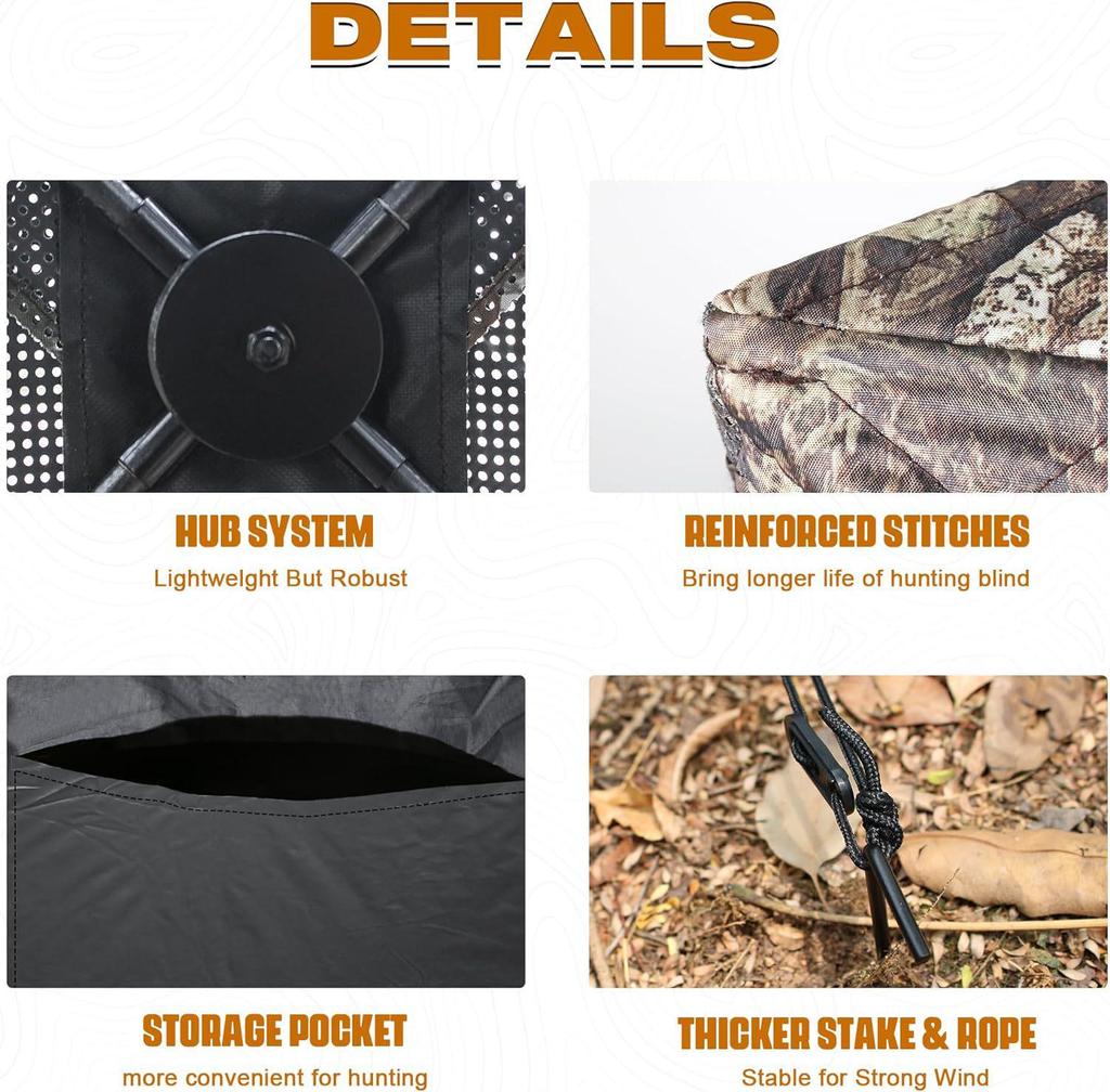 Camouflage Bird Watching Tent, 270° View, Rainproof & Sunscreen