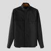 INCERUN S-5XL Men Casual Stand Neck Long Sleeve Loose Cargo Shirts Tops