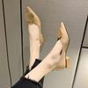 Fashion Women's Shoes Low Heel Elegant Pointed Toe Block Ladies Pumps Office Chunky Heels Casual on Sale Stylish Luxury Brand Young Chic