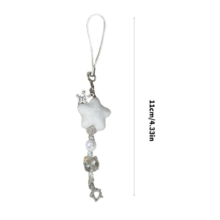 Unique Flocking Snowflake Star Phone Charm Winter Phone Jewelry Fashion Phone Ornament for Trendy Women Seeking Winter