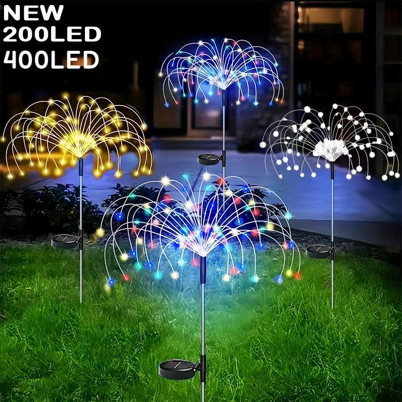 Solar Garden Lights 200LED Waterproof Outdoor Firework Lamps Copper Wire Fairy Lights for Lawn Pathway Yard Patio Garden Decorative Lighting