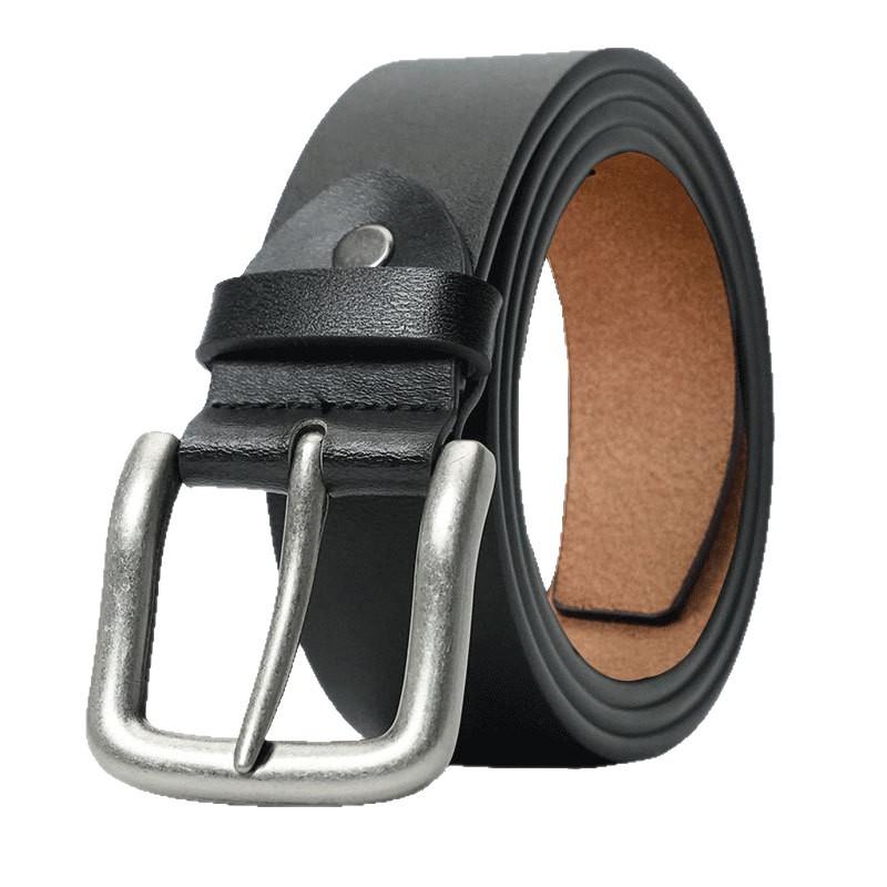 Retro New Leather Belt for Men's Genuine Leather Belt for Middle Aged and Young People with Versatile Pin Buckle Casual Trouser Belt