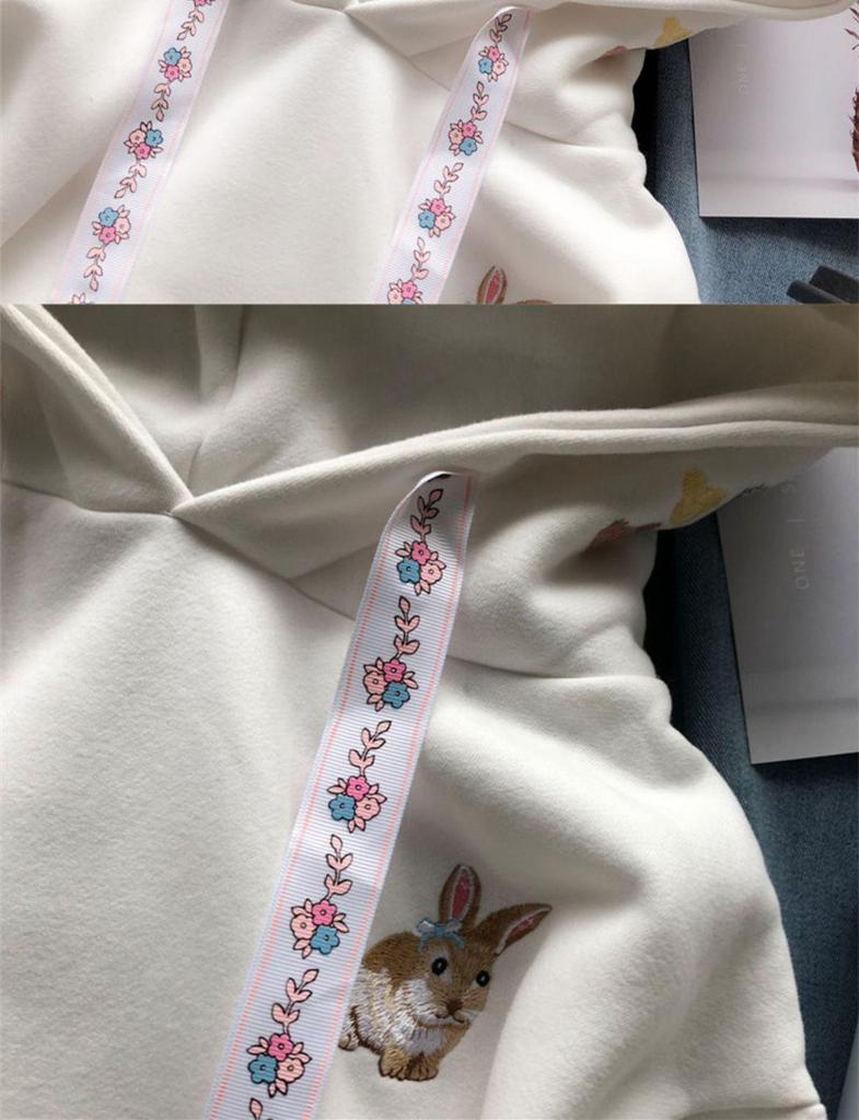 Trendy Women's Korean-Style Autumn/Winter Fleece Rabbit Sweatshirt