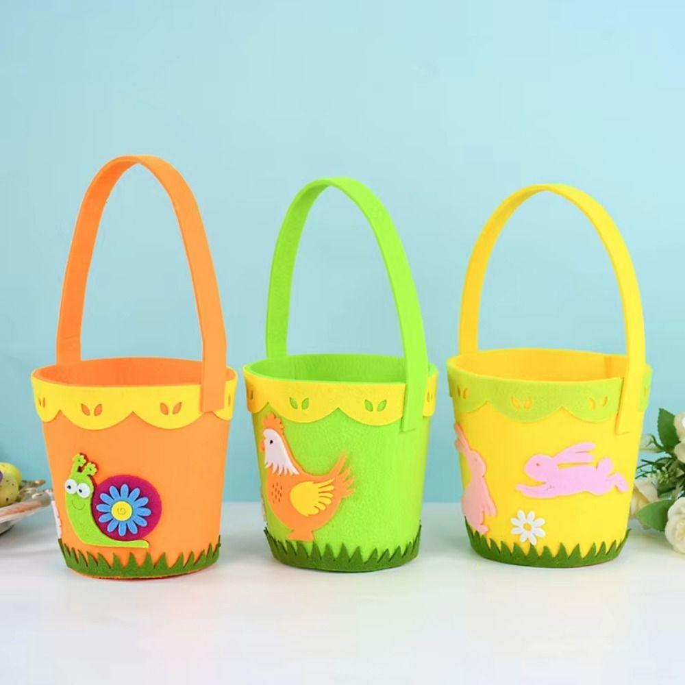 Rabbit Snail Chicken Pattern Rabbit Egg Basket Colorful Chicken Egg Hunt Basket Festival Party