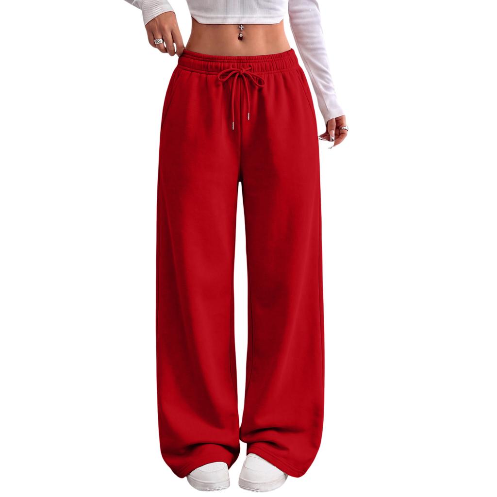 Damen Locker geschnittene Wide Leg Jogginghose mit Kordelzug für den täglichen lässigen Look