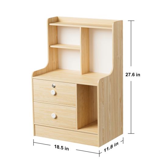 Bedside Table, Bedroom Nightstand, End Table with 2 Drawers and Opening Storage Shelves, Couch Table Wooden Bedside Table for Living Room