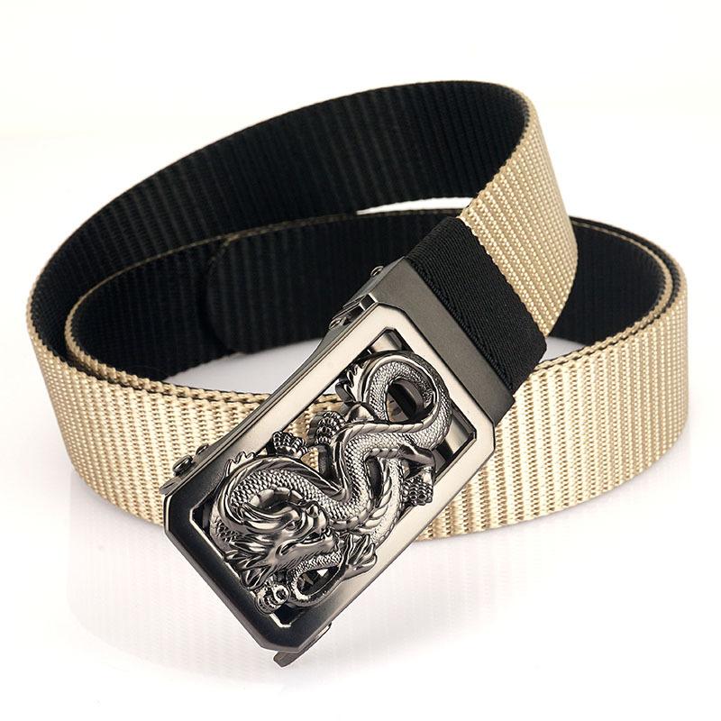 Nowy męski pasek dojazdowy z automatyczną klamrą nylonową, uniwersalny, dwuwarstwowy, gruby pasek do użytku na świeżym powietrzu