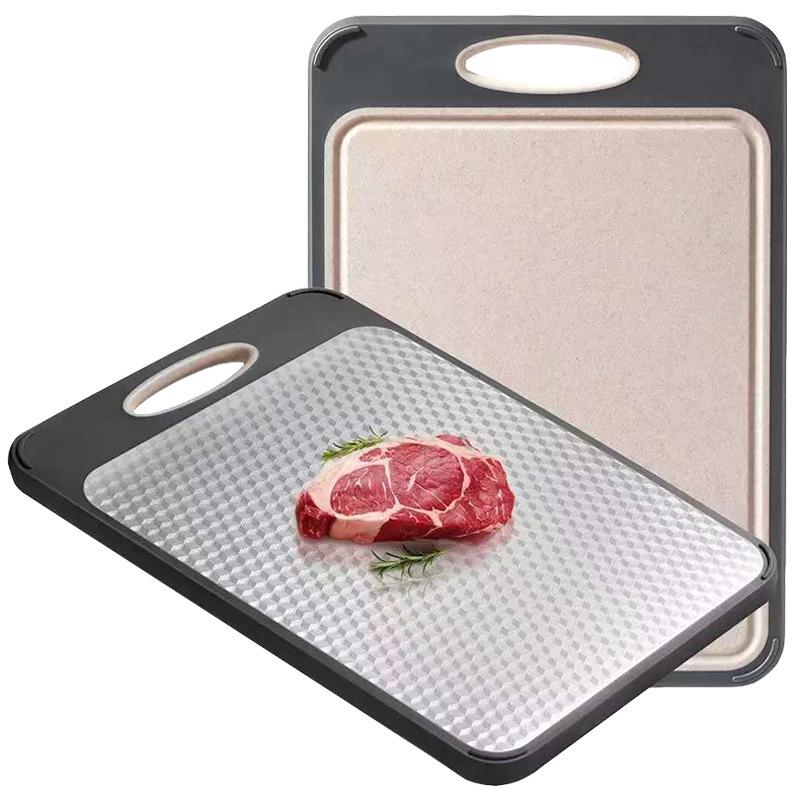 Dual-Sided Titanium & Stainless Steel Cutting Board with Wheat Straw 304