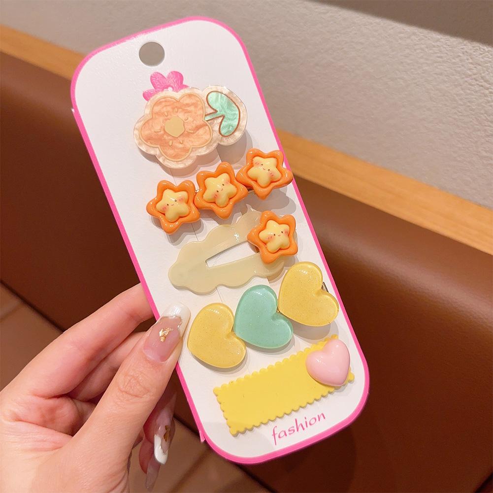 5pcs/set Dopamine Colorful Children's Hair Clip Cute Cartoon Flower Heart-shaped Hairpin Bangs Hair Clip Headwear Hair Accessories