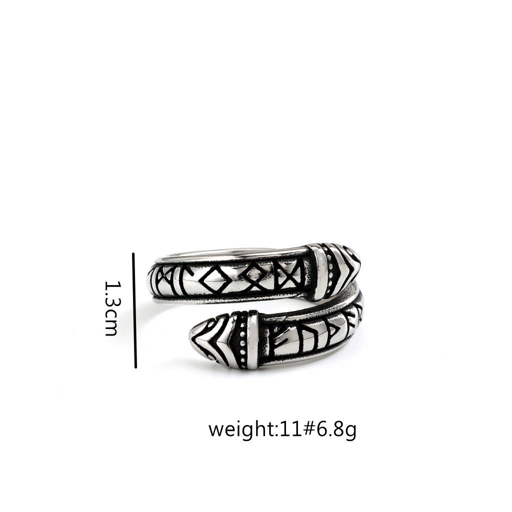 European and American Retro Stainless Steel Men and Women Suitable Ring Viking Character Snake Ring