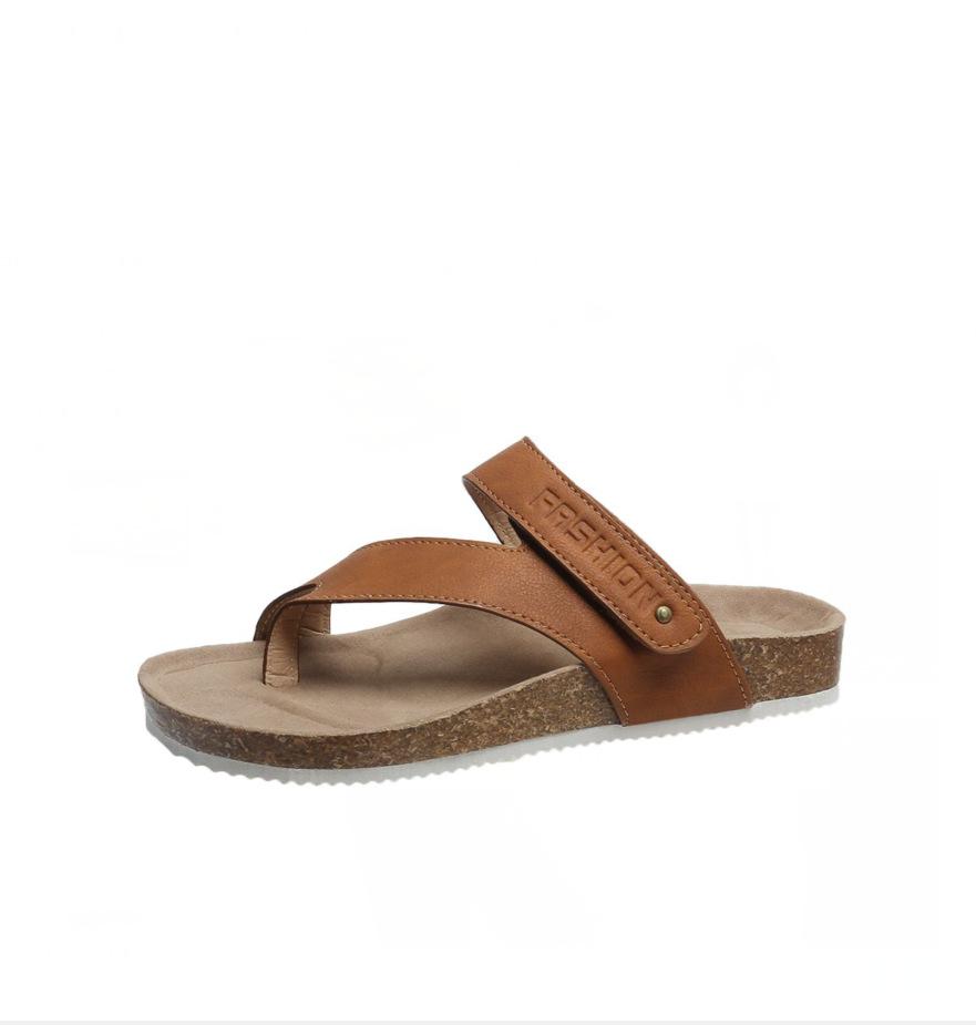 

2025 summer new fashion outer wear non-slip cork cover toe pinch foot beach cool slippers women s flat slippers 43