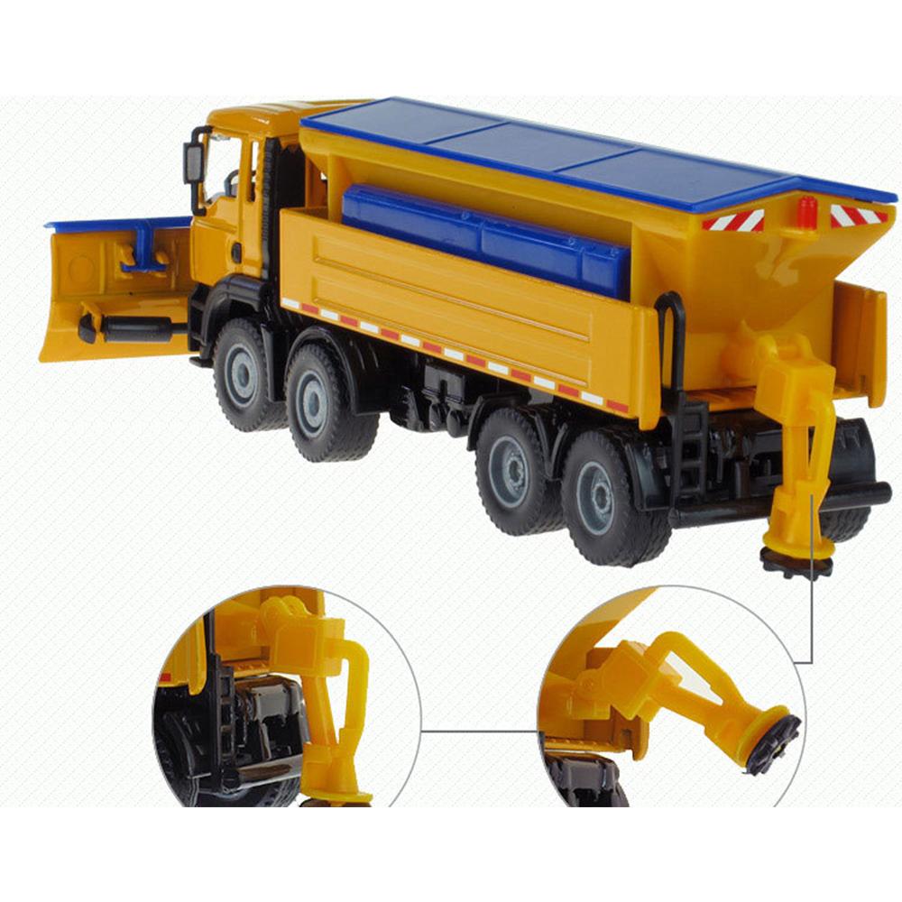 1/50 Toys Car Alloy Model Diecast Snow Sweeper Winter Service Vehicle Removable Cover 8 Wheel Cleaner Tractor Diecast Hobby