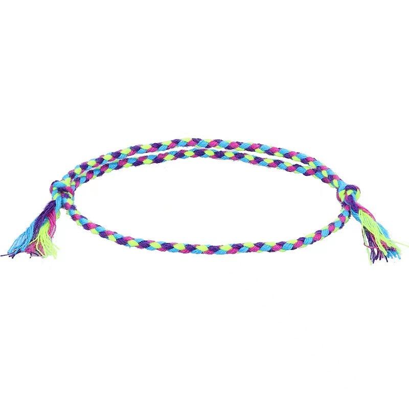 Boho Four Strand Color Handmade Waterproof Woven Thread Wrap Bracelet Simple Rope Knot Bracelet Friendship Bracelets