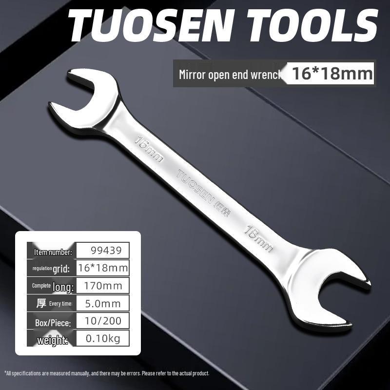 Metric Mirror Finish Double End High Hardness Open End Wrench - Multi-Spec Hand Tool