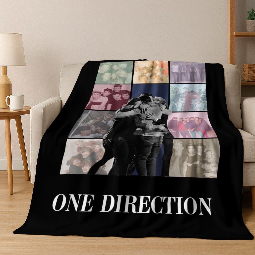 3D 1D Rock-One-Direction Combinatio Flannel Blanket,Cozy Soft Throw Blanket for Home Bedroom Bed Sofa Picnic Cover Kids Gift 75x90cm