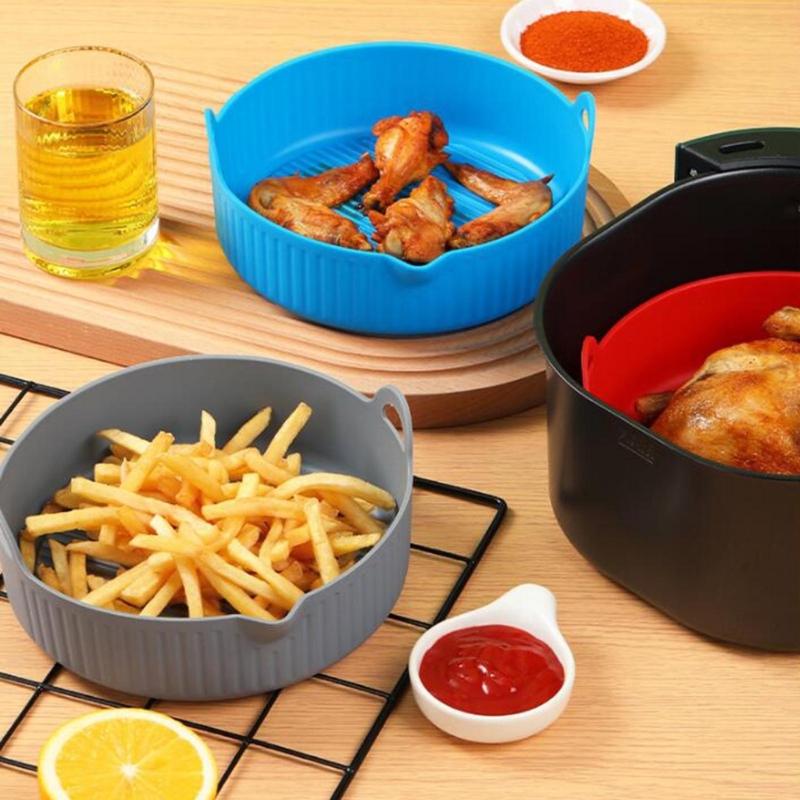 Reusable Air Fryer Liner Food-Grade Silicone Air Fryer Accessories Round Shaped 3 Colors Choose for Air Fryers Use