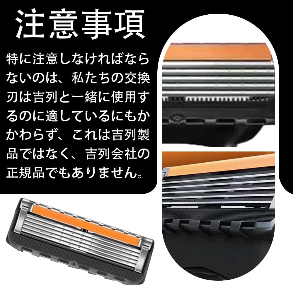 Gillette Compatible Replacement Manual Razor Blades Fusion/ProGlide Blades, 5-Blade (Black, 8-Pack)