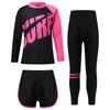 Unisex 3-teiliges Schwimmset Langarm Rashguard Oberteil Badeshorts UV-Schutz Hose Sonnensichere Bademode