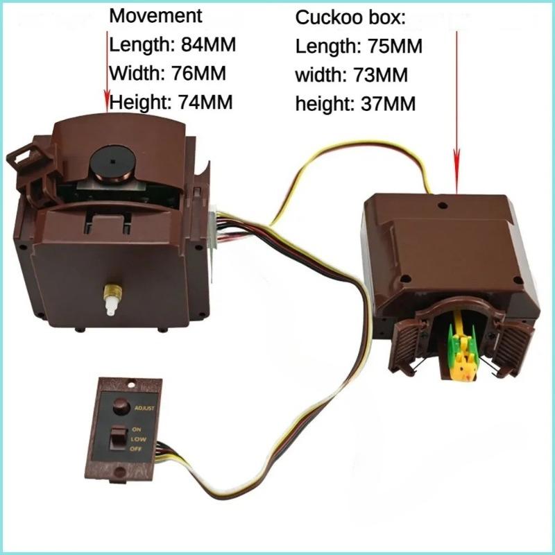 Cuckoo Wall Clock Movement Pendulum Clocks Mechanism with Bird Cuckoo Box Silent Light Control Music Boxes Kit Accessories