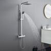 Auralum Max Shower Column - Thermostatic Mixer - Square 20x20 Cm Overhead Shower - Height Adjustable 92-125 Cm - Chrome
