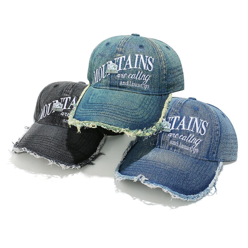 Xiyin Temu European and American sun hat mountain peak letter trend cap women's washed denim baseball cap outdoor