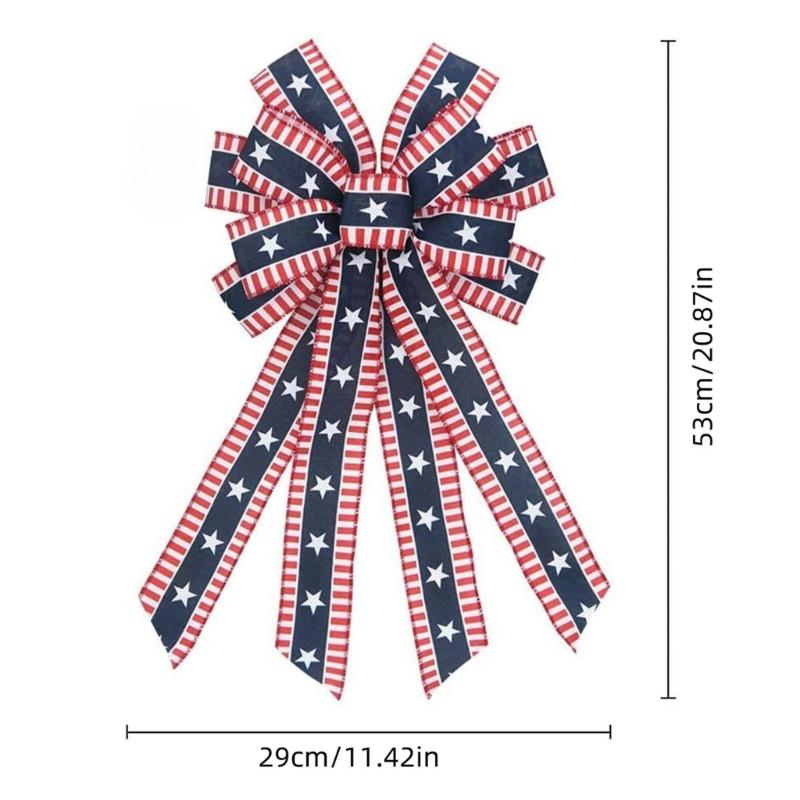 Festival Patriotic Ribbon Bows Handmade DIY Craft Decorative Bowknot For Independence Day Home Party Decoration