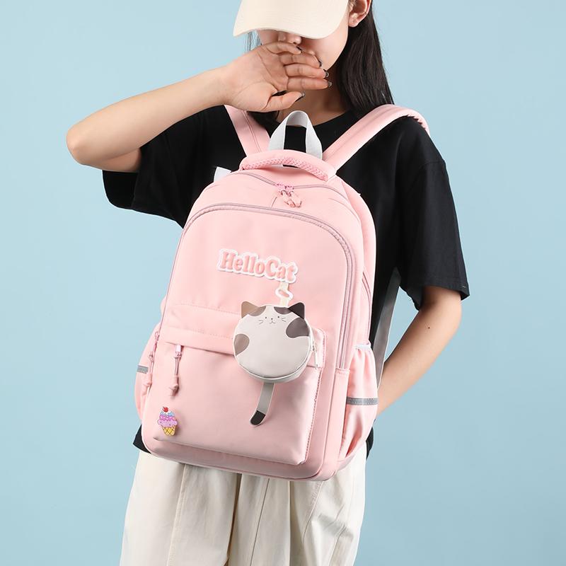 Schoolbag Girl's Nylon Colorblock Backpack