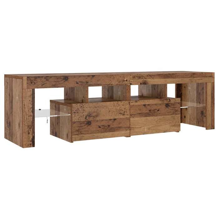 vidaXL Meuble TV avec lumières LED vieux bois bois d'ingénierie, support TV, meuble multimédia, console TV, meuble hifi, 856303