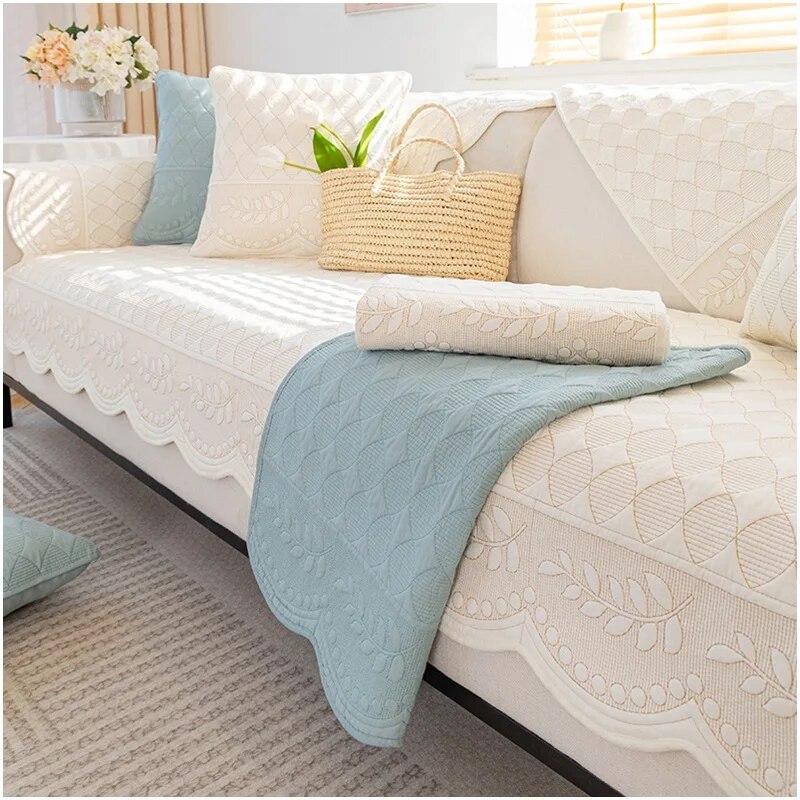 Jacquard Cotton Sofa Cushion for Living Room Four Seasons Universal Sofas Towel Fresh Simple Couch Cover Armrest Backrest Mat