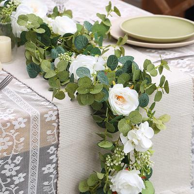 Silk Artificial Flower Vine Hanging Flowers for Wall Christmas Rattan Fake Plants Leaves Garland