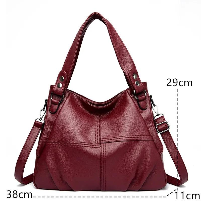 High Quality Soft Leather Handbags for Women 2023 Vintage Women's Shoulder Messenger Bag Luxury Large Capacity Female Sac A Main