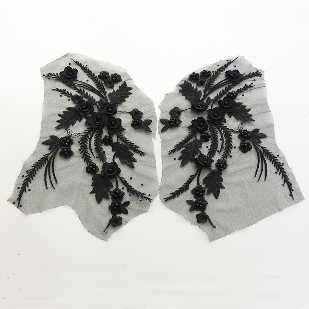 Fashion Elegant Sequin Embroidery Sequined Embroidery Patches DIY White Black Embroidered Floral Patches Sequins Patches Dresses