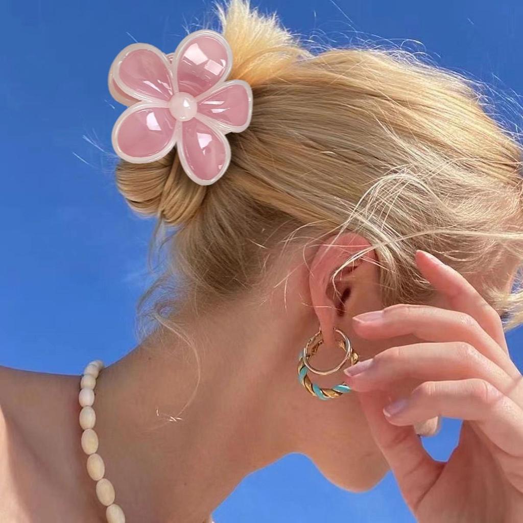 European Jelly Color Flower Claw Clip - Summer Beach Hair Accessory