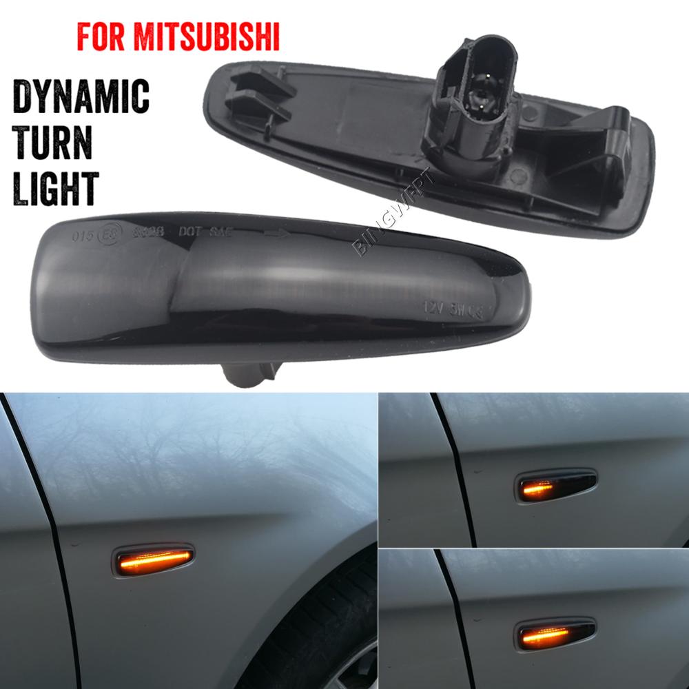 LED Side Fender Dynamic For Mitsubishi Mirage 2014-19 For Mitsubishi Lancer Evolution X 2008-2018 Turn Signal Light Marker Lamp Dynamic Smoked