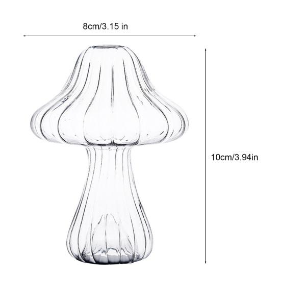 Glass Mushroom Vase Clear Small Bud Flower Vase Cute Mushroom Propagation Stations for Home Room Kitchen Office Windowsill Decoration