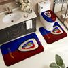 3pcs Piast Gliwice Pattern Flannel Nonslip Absorbent Washable Decorative Bathroom Home Toilet Seat Cover Mat