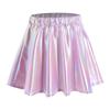 Girls Metallic Shiny Dance Skirt Elastic Waist A Line Miniskirt for Cheerleading Stage Performance
