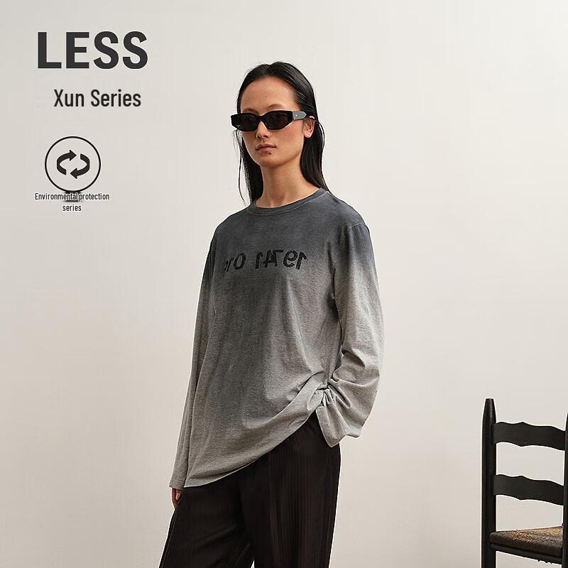LESS 2025 Autumn H-Line Round Neck Long Sleeve T-Shirt L